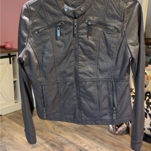 Jou Jou Women's Charcoal Leather Jacket